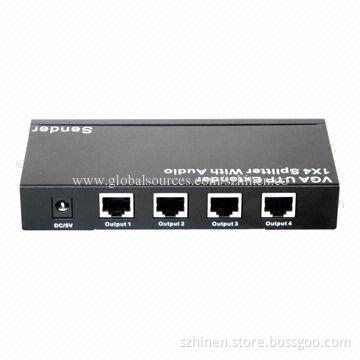 VGA UTP Extender, 1 x 4 Splitter with Audio, 1,920 x 1,200 Pixels Resolution